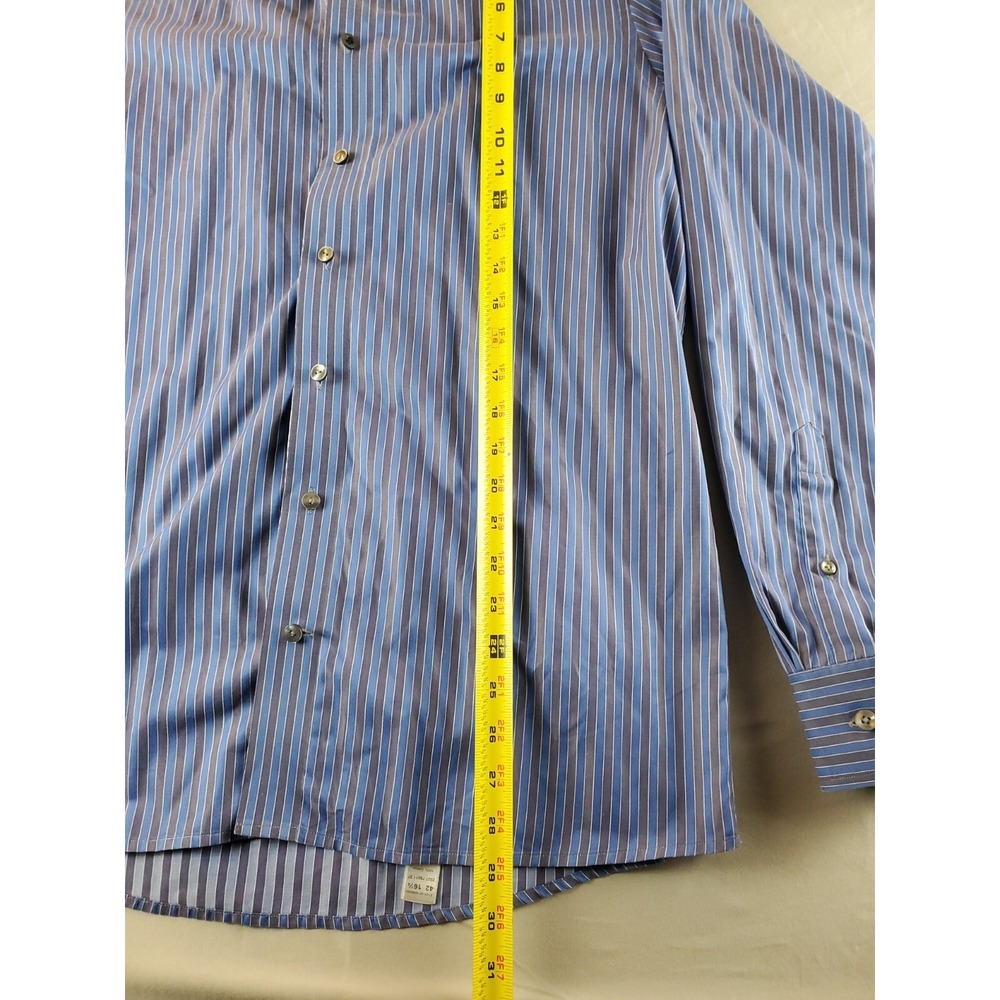 Eton Contemporary Shirt Mens 16.5 42 Blue Striped Button Up Long Sleeve Cotton - Picture 8 of 14